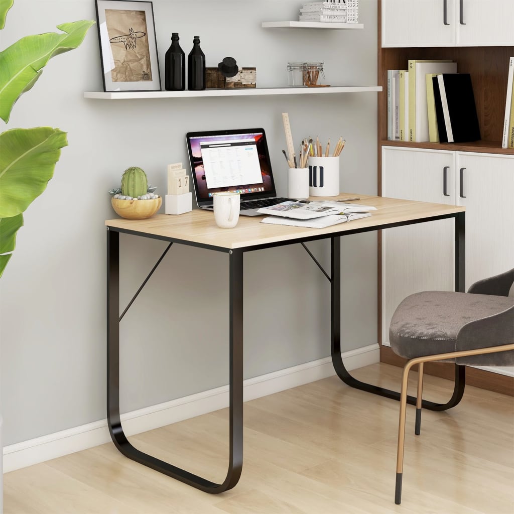 Scrivania Computer Nera e Rovere 110x60x73 cm Legno Multistrato