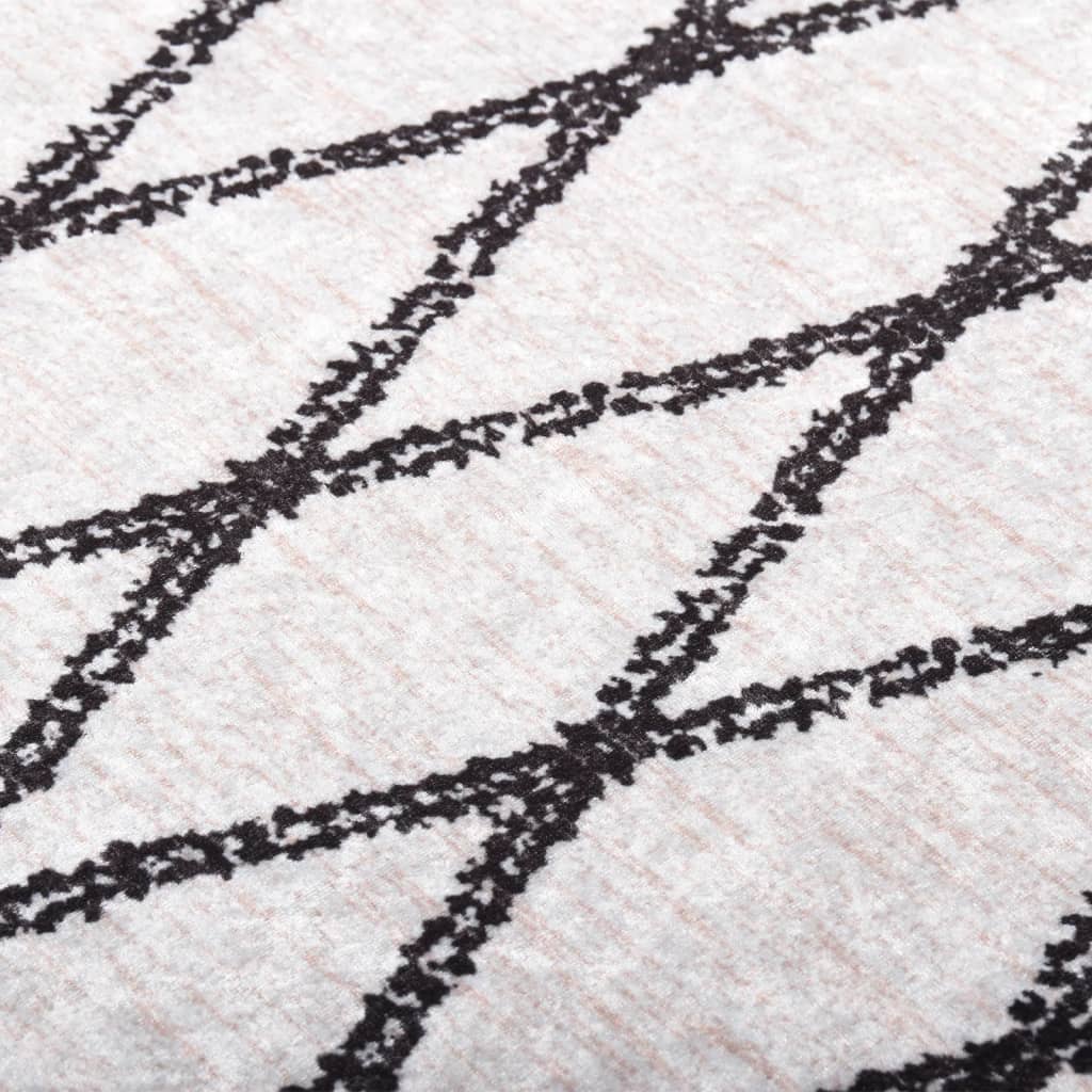 Tappeto Lavabile 80x300 cm Nero e Bianco