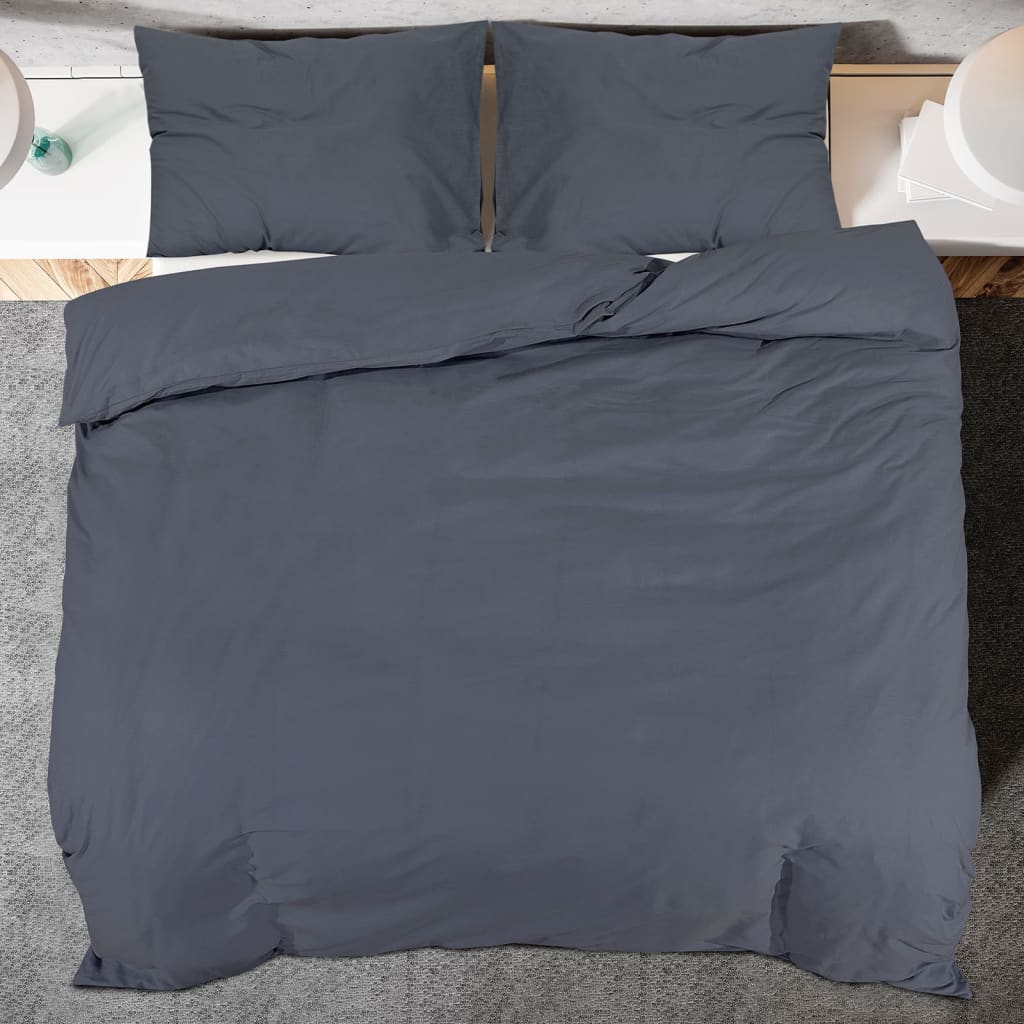Set Copripiumino Antracite 220x240 cm in Microfibra Leggera
