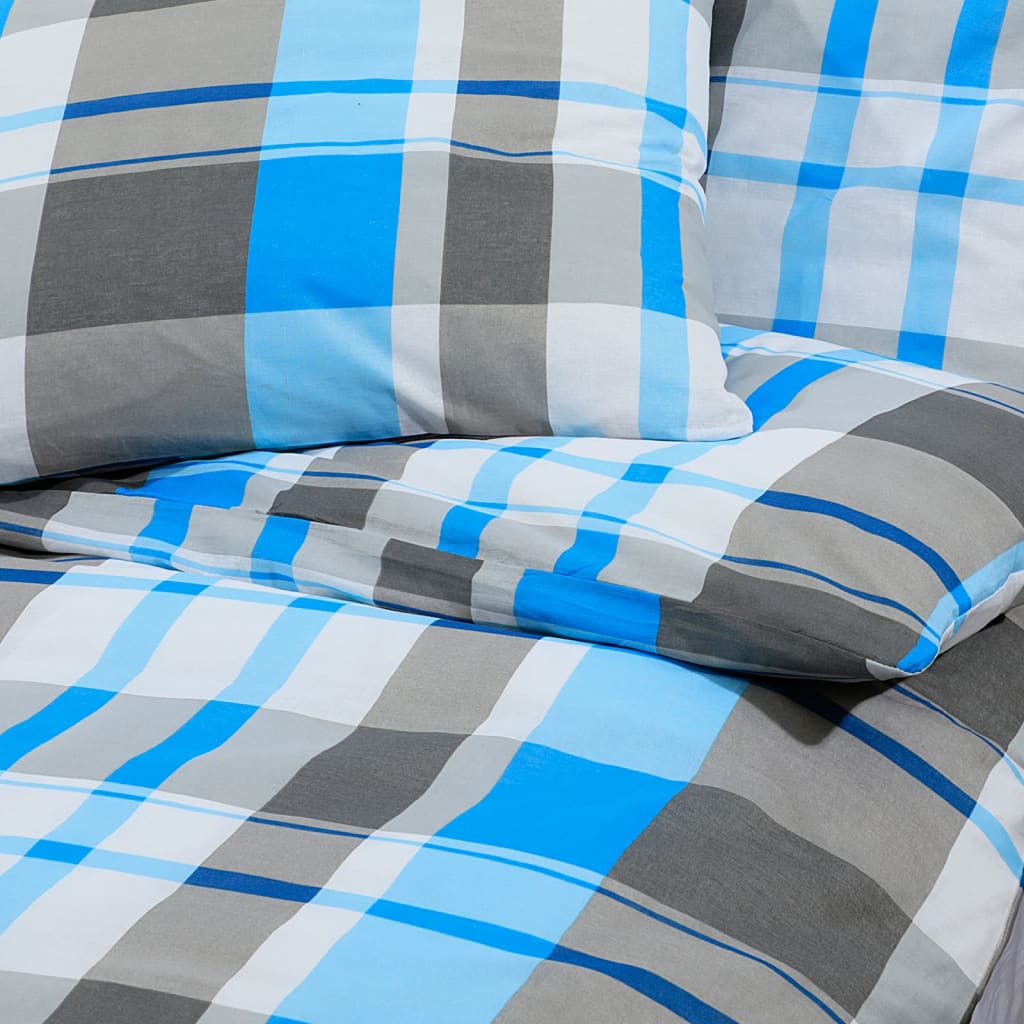 Set Copripiumino Blu e Grigio 200x200 cm in Cotone 100%
