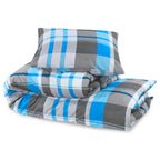 Set Copripiumino Blu e Grigio 240x220 cm in Cotone 100%