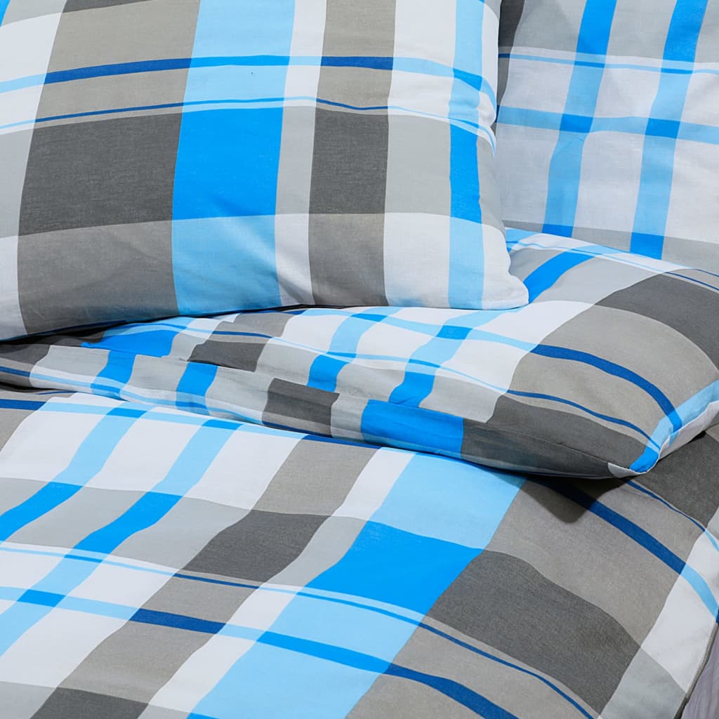 Set Copripiumino Blu e Grigio 240x220 cm in Cotone 100%
