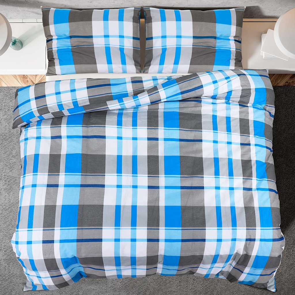 Set Copripiumino Blu e Grigio 260x240 cm in Cotone 100%