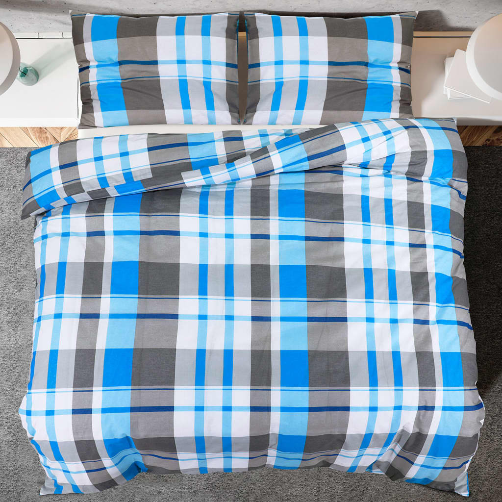 Set Copripiumino Blu e Grigio 200x220 cm in Cotone 100%