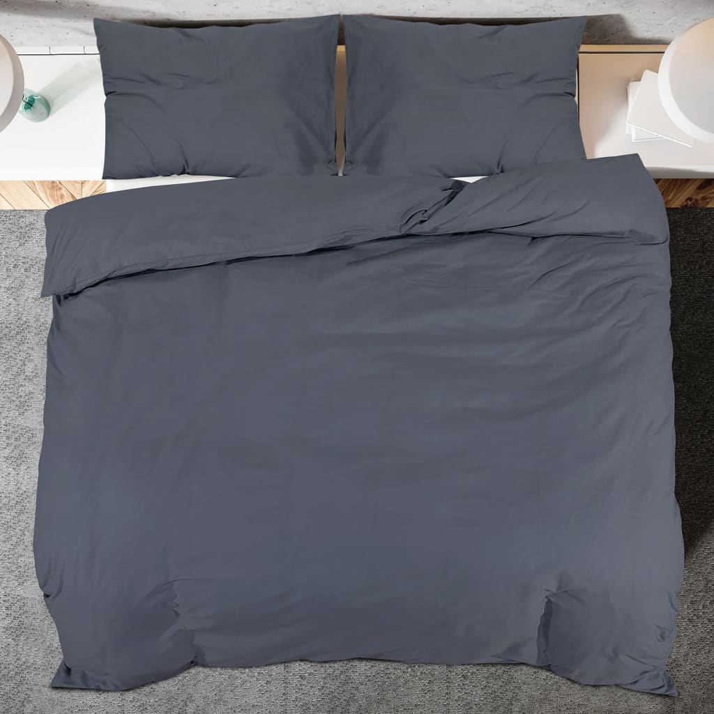 Set Copripiumino Antracite 220x240 cm Cotone 100%