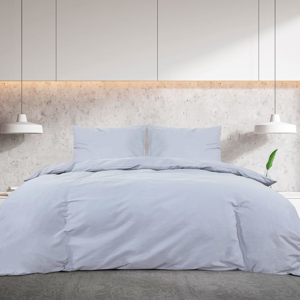 Set Copripiumino Grigio 200x200 cm Cotone 100%