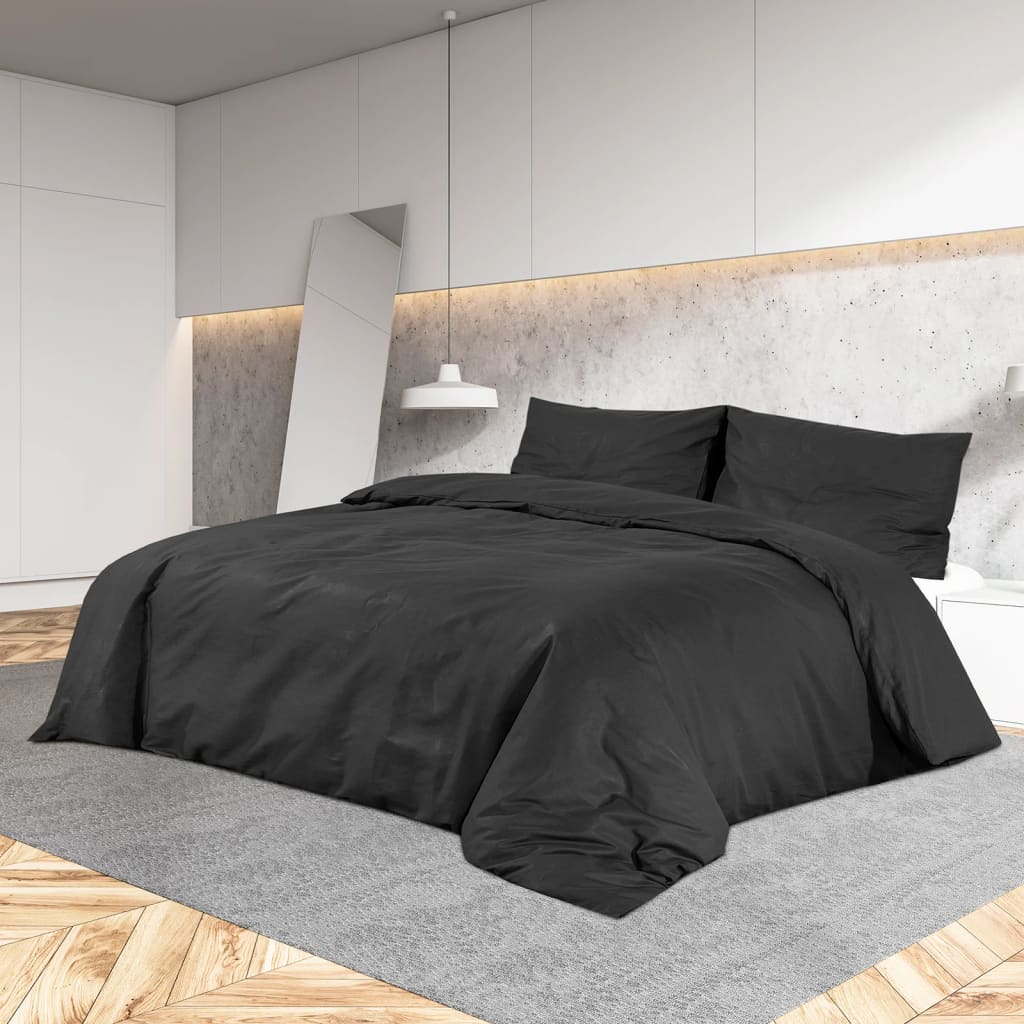 Set Copripiumino Nero 155x220 cm in Cotone 100%