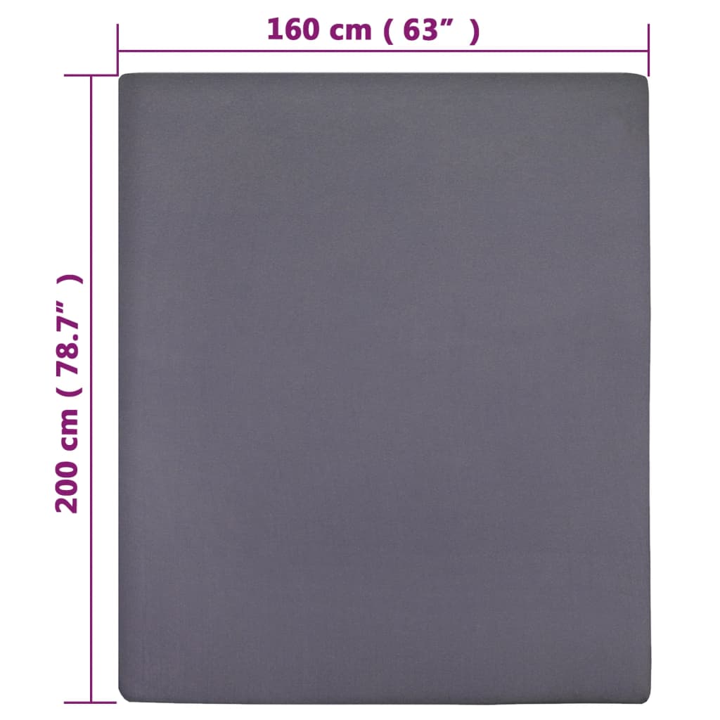 Lenzuolo con Angoli Jersey Antracite 160x200 cm Cotone 100%