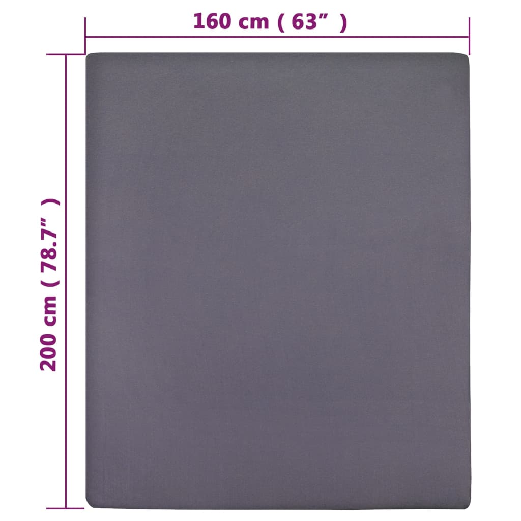 Lenzuola con Angoli Jersey 2 pz Antracite 160x200 cm Cotone 100%
