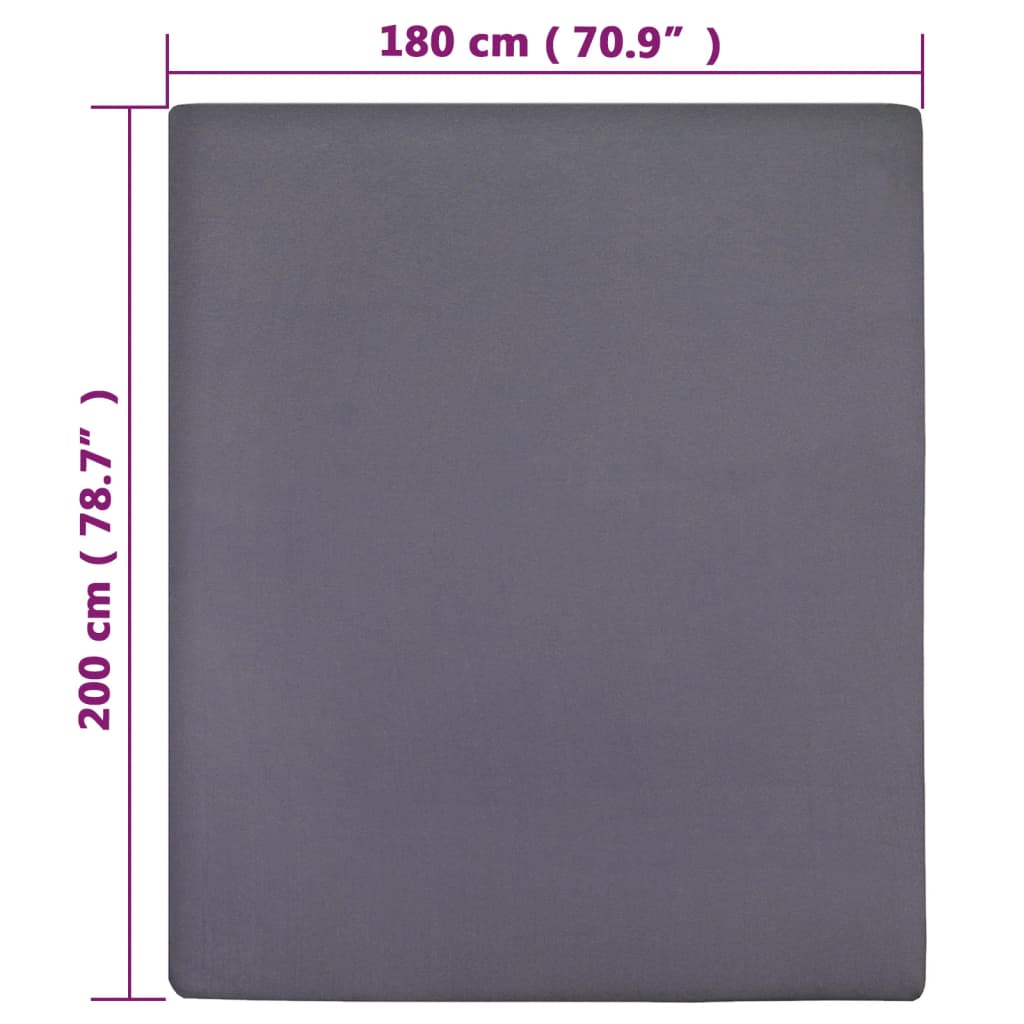 Lenzuolo con Angoli Jersey Antracite 180x200 cm Cotone 100%