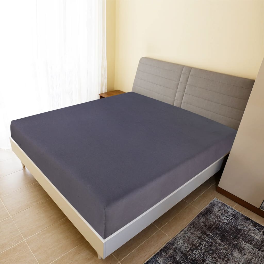Lenzuola con Angoli Jersey 2 pz Antracite 180x200 cm Cotone 100%