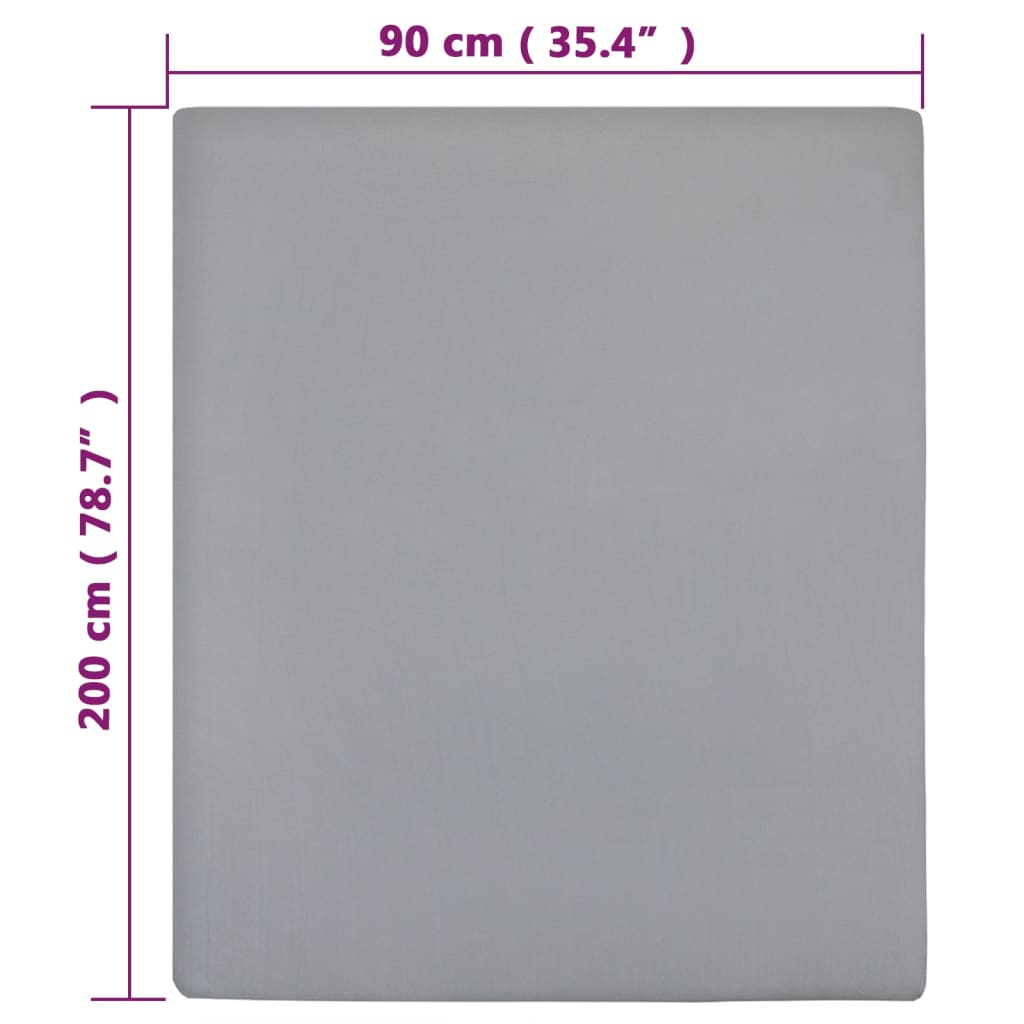 Lenzuolo con Angoli Jersey Grigio 90x200 cm Cotone 100%