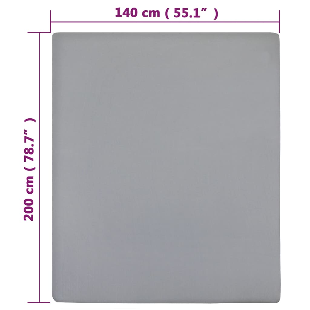 Lenzuolo con Angoli Jersey Grigio 140x200 cm Cotone 100%