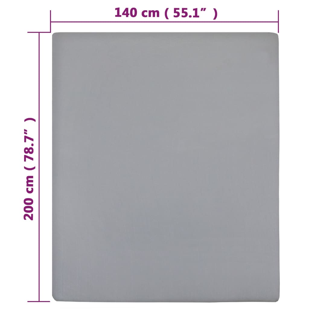 Lenzuola con Angoli Jersey 2 Pezzi Grigio 140x200 cm Cotone 100%