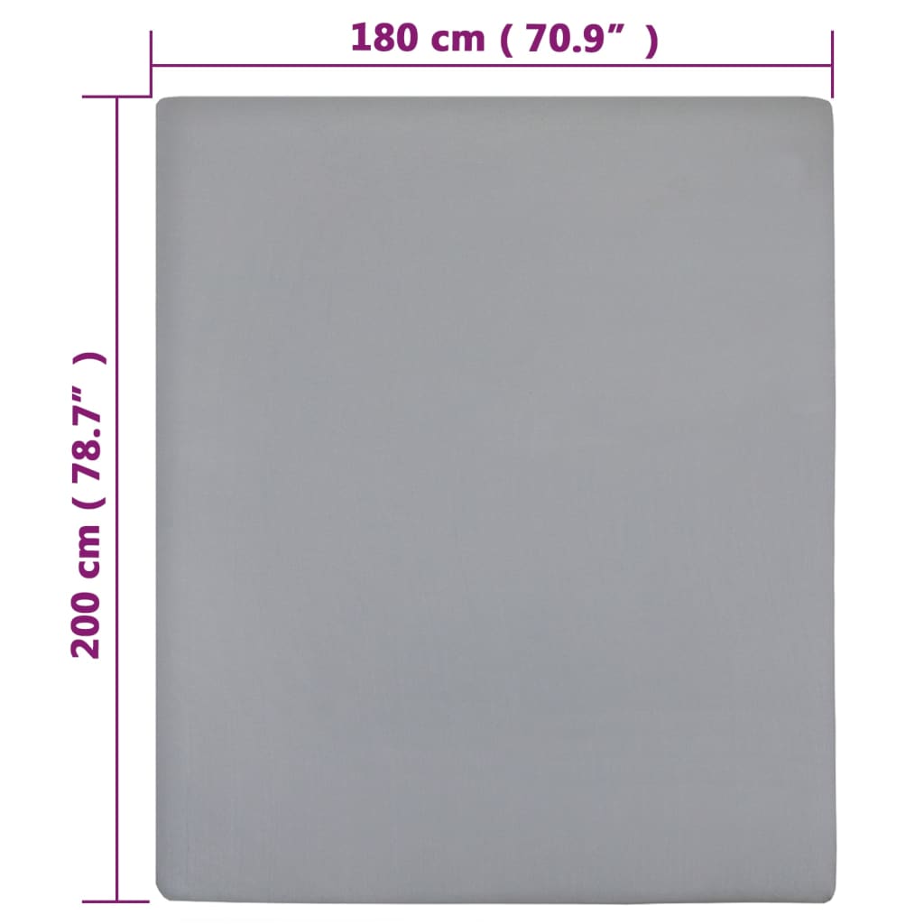 Lenzuolo con Angoli Jersey Grigio 180x200 cm Cotone 100%
