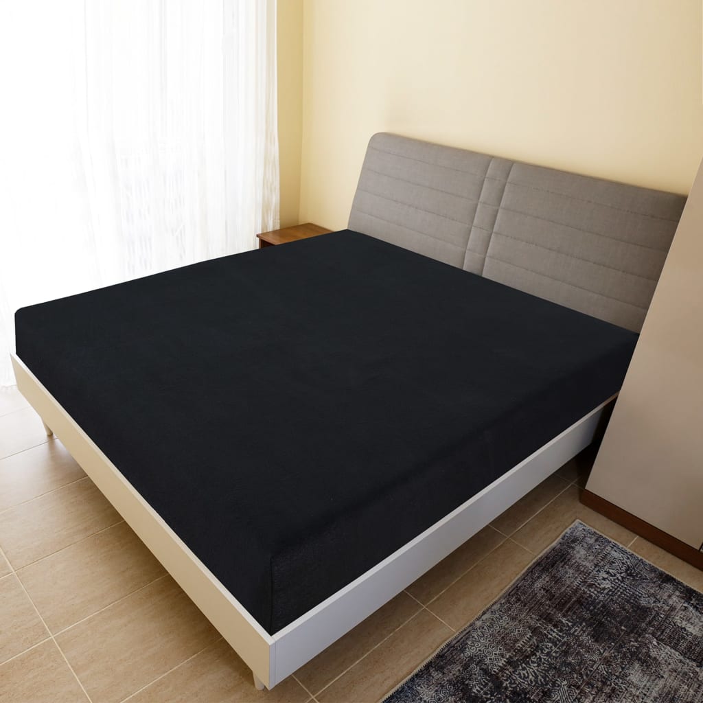 Lenzuolo con Angoli Jersey Nero 90x200 cm Cotone 100%