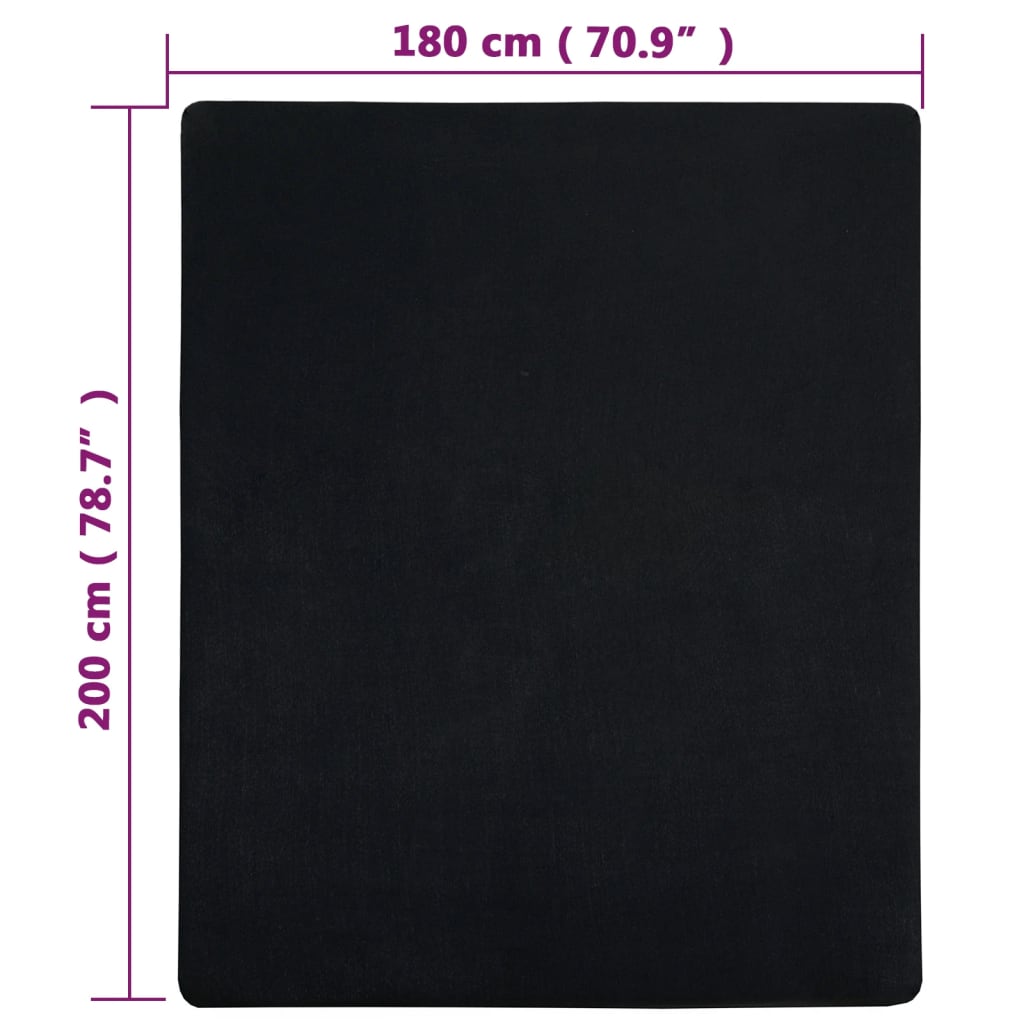 Lenzuolo con Angoli Jersey Nero 180x200 cm Cotone 100%