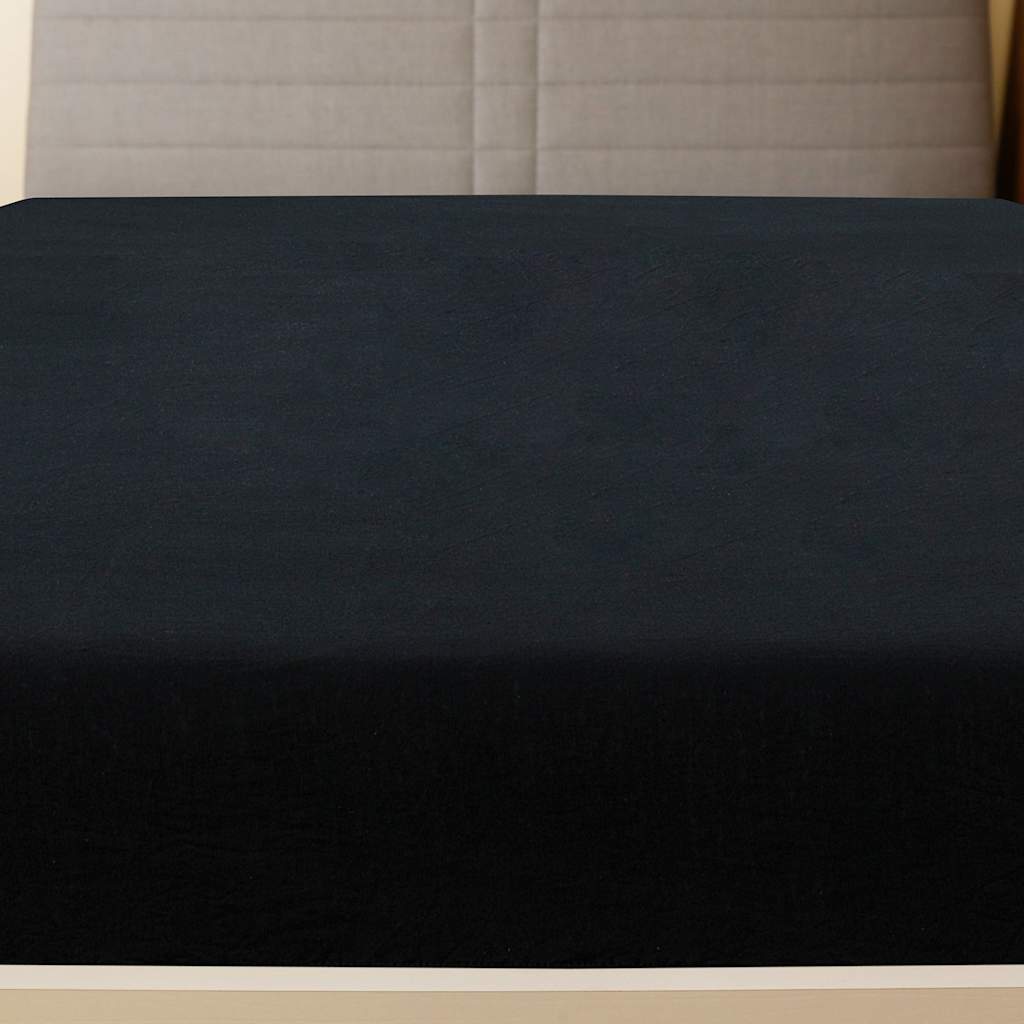 Lenzuola con Angoli Jersey 2 Pezzi Nero 180x200 cm Cotone 100%
