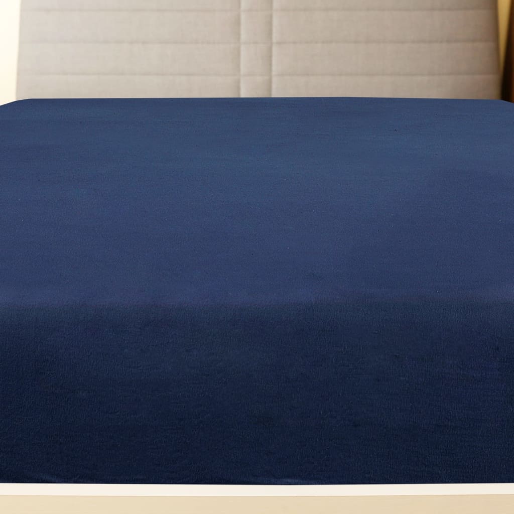 Lenzuola con Angoli Jersey 2 Pezzi Blu Marino 90x200 cm Cotone 100%