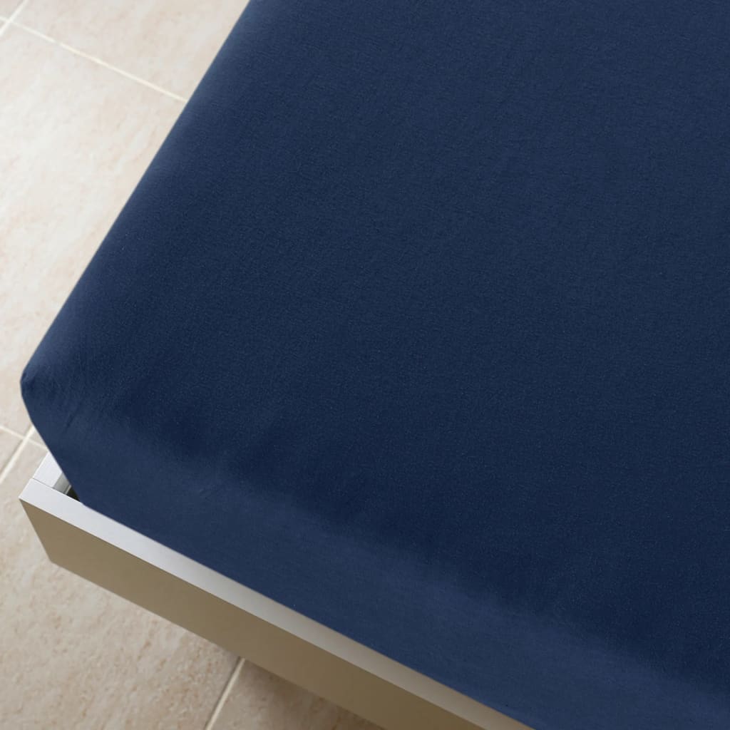 Lenzuola con Angoli Jersey 2 Pezzi Blu Marino 90x200 cm Cotone 100%