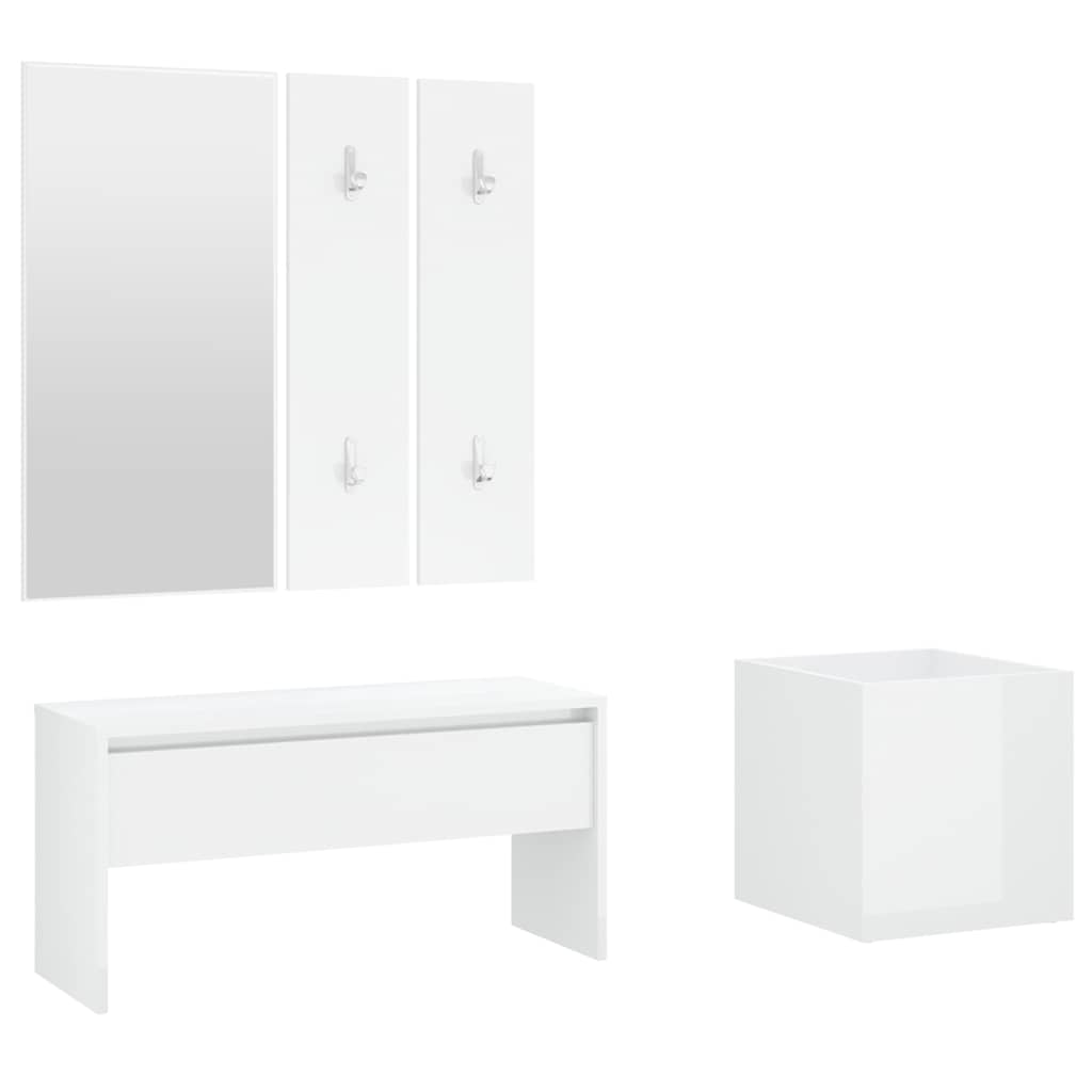 Set di Mobili da Corridoio Bianco Lucido in Legno Multistrato