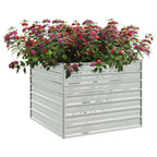 Letto Rialzato Giardino 100x100x77cm in Acciaio Zincato Argento