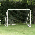 Porta da Calcio con Rete Bianca 180x90x120 cm in Acciaio