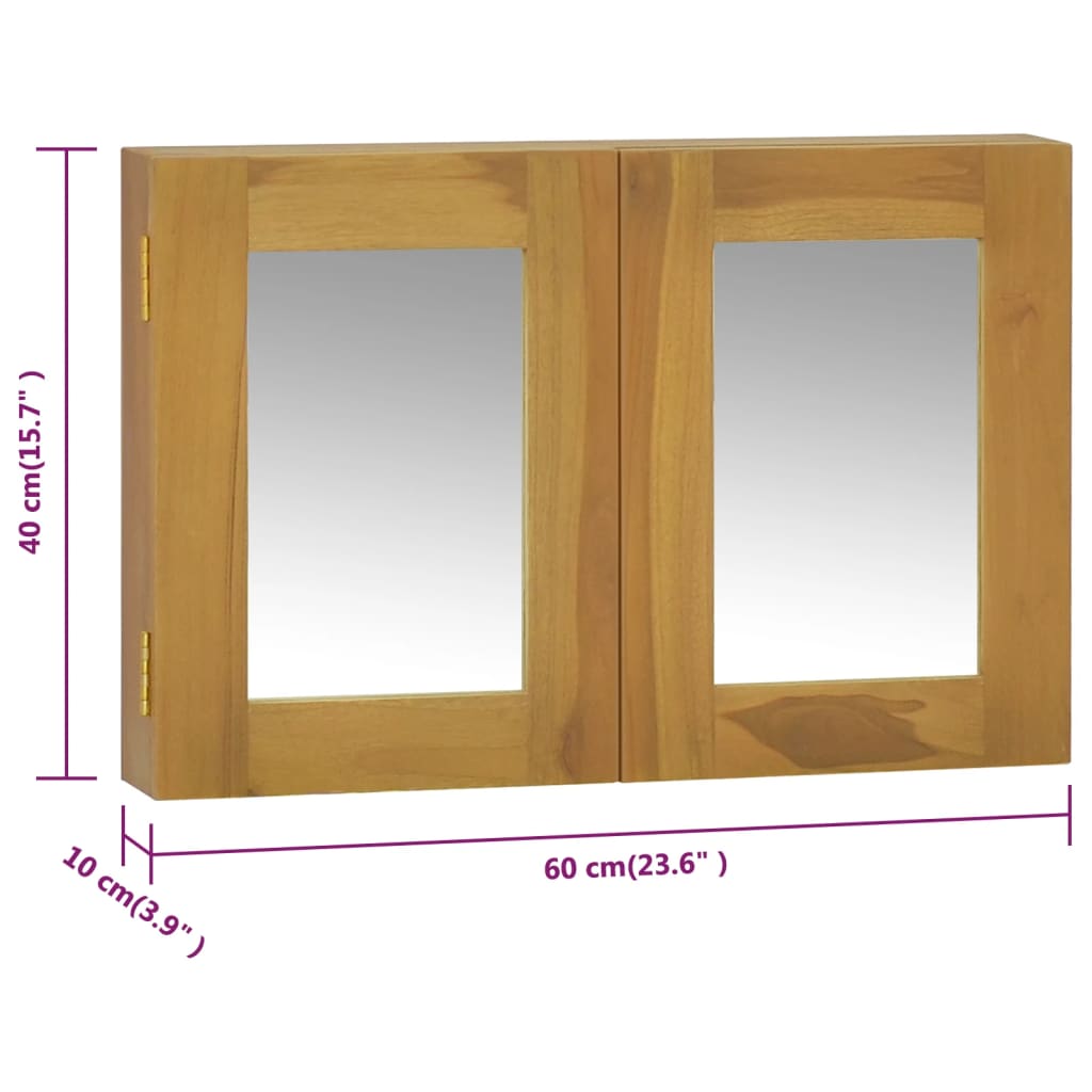 Mobile a Specchio 60x10x40 cm in Legno Massello di Teak