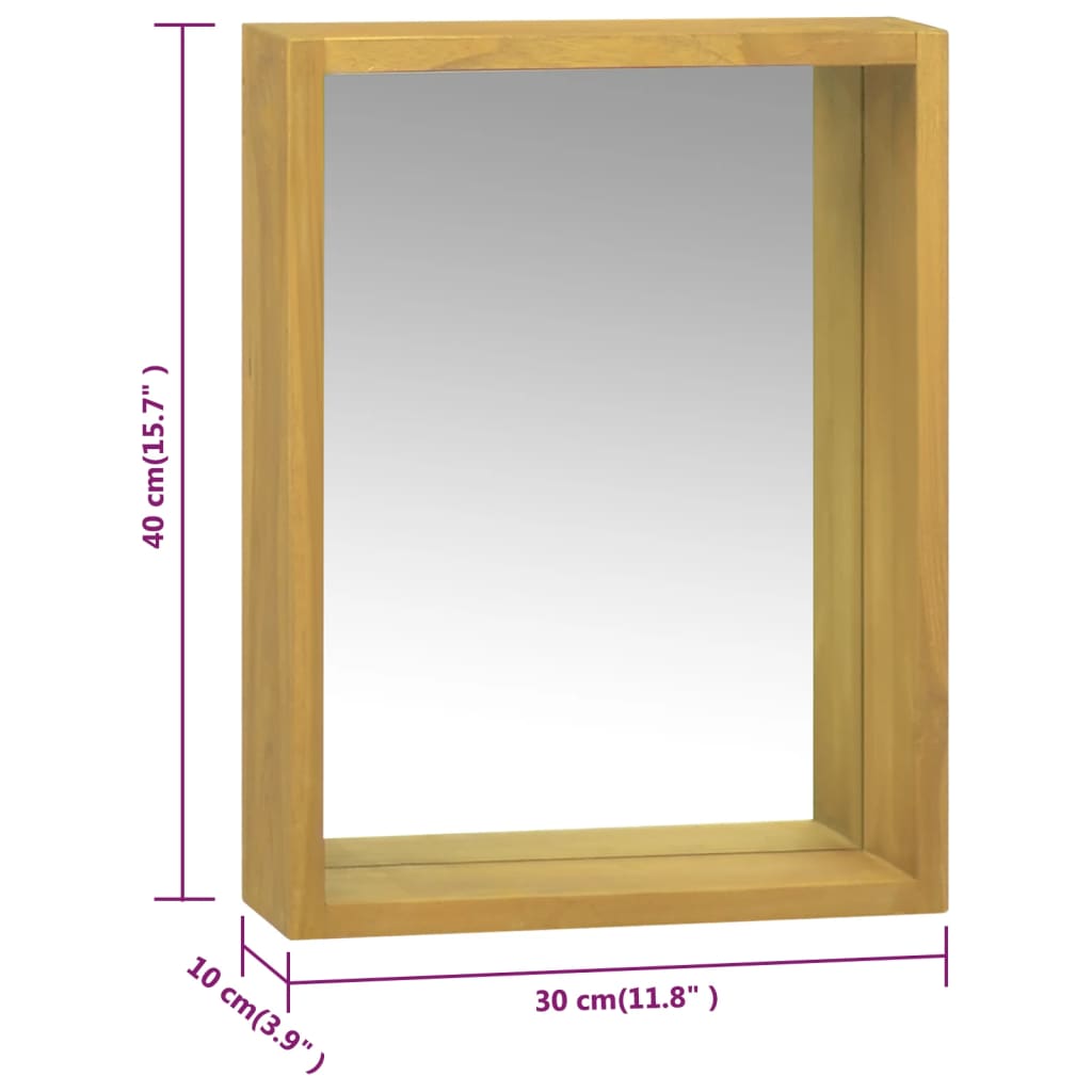 Mobile a Specchio 30x10x40 cm in Legno Massello di Teak