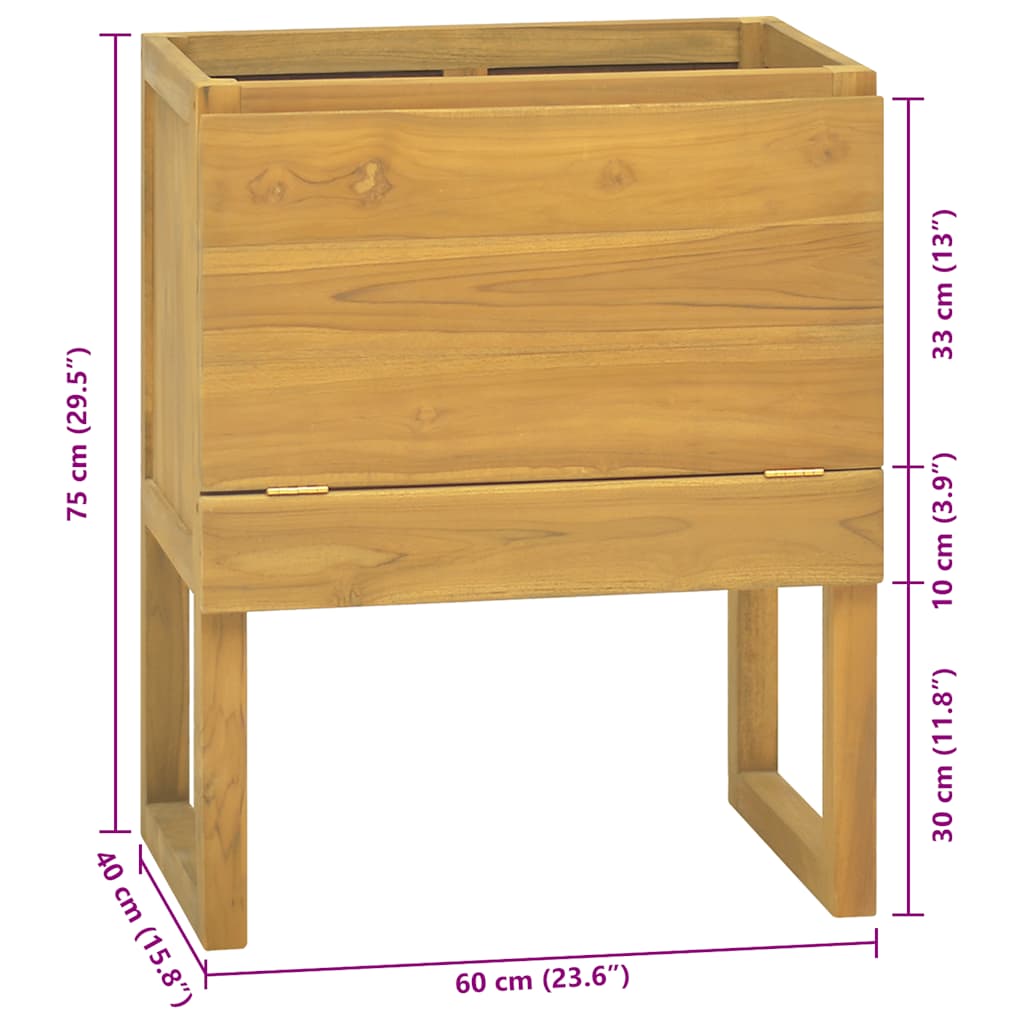 Mobile da Bagno 60x40x75 cm in Legno Massello di Teak