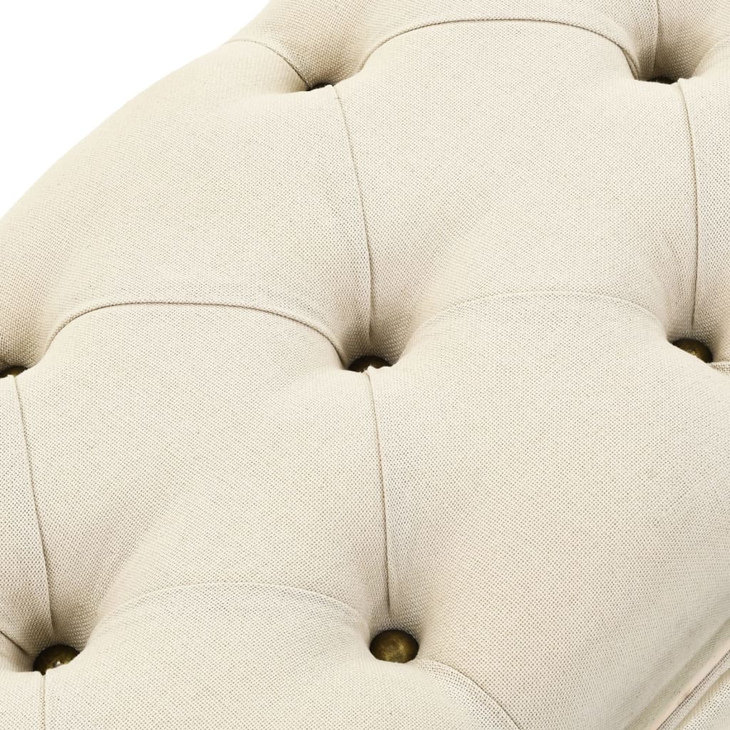 Panca Contenitore 110 cm Crema in Abete Massello e Tessuto