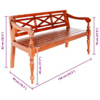 Panca Batavia 123 cm in Legno Massello di Mogano Marrone Scuro