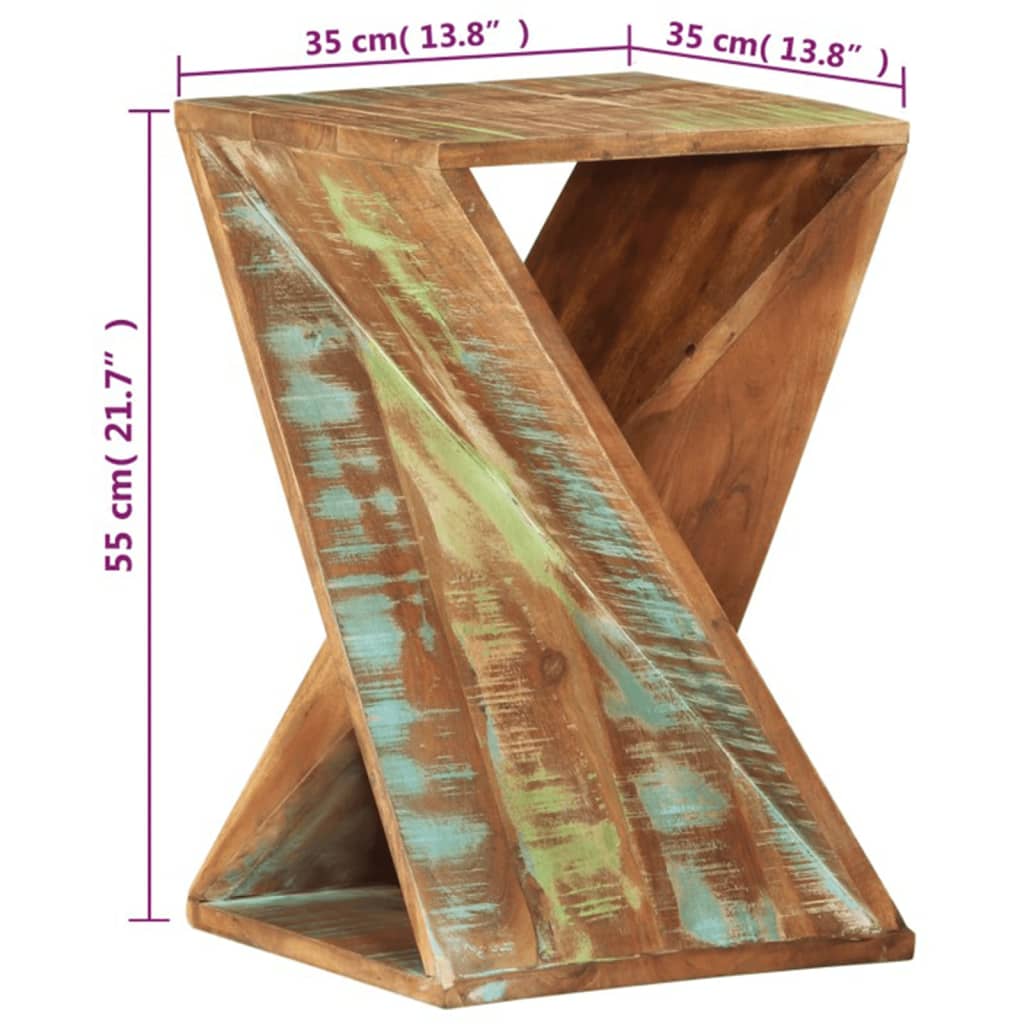 Tavolino 35x35x55 cm in Legno Massello di Recupero