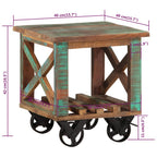 Tavolino con Ruote 40x40x42 cm in Legno Massello di Recupero