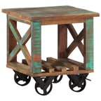Tavolino con Ruote 40x40x42 cm in Legno Massello di Recupero