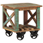 Tavolino con Ruote 40x40x42 cm in Legno Massello di Recupero