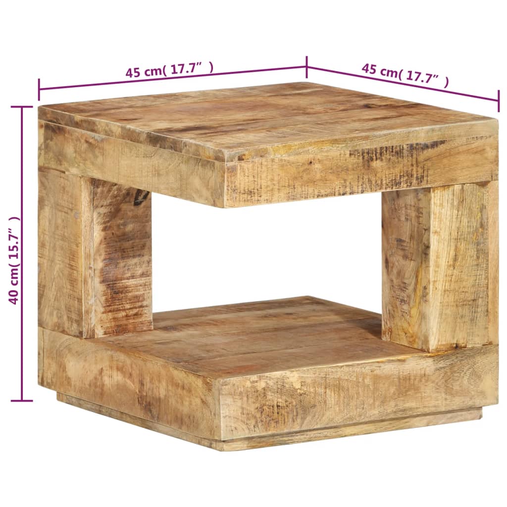 Tavolino da Salotto 45x45x40 cm in Legno Massello di Mango