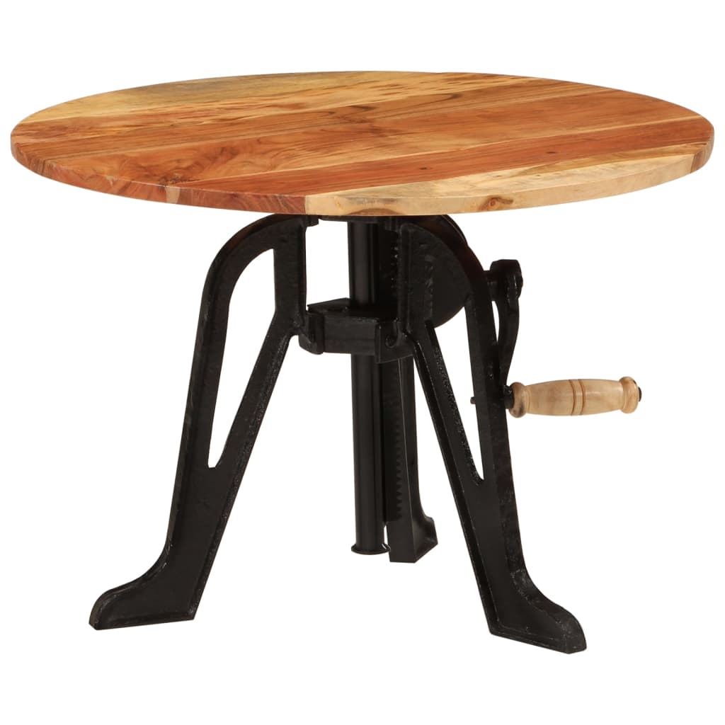 Tavolino 60x(42-62) cm in Legno Massello di Acacia e Ghisa