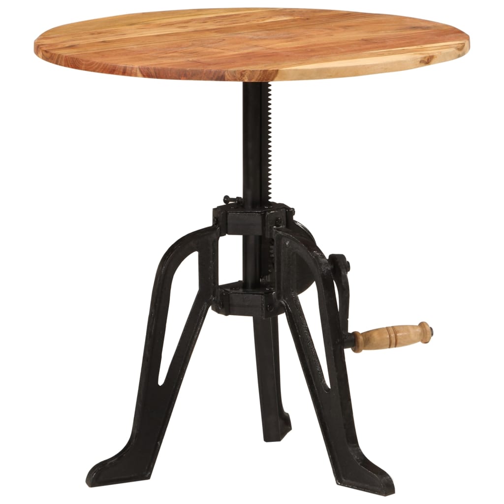 Tavolino 60x(42-62) cm in Legno Massello di Acacia e Ghisa