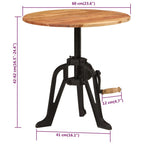 Tavolino 60x(42-62) cm in Legno Massello di Acacia e Ghisa