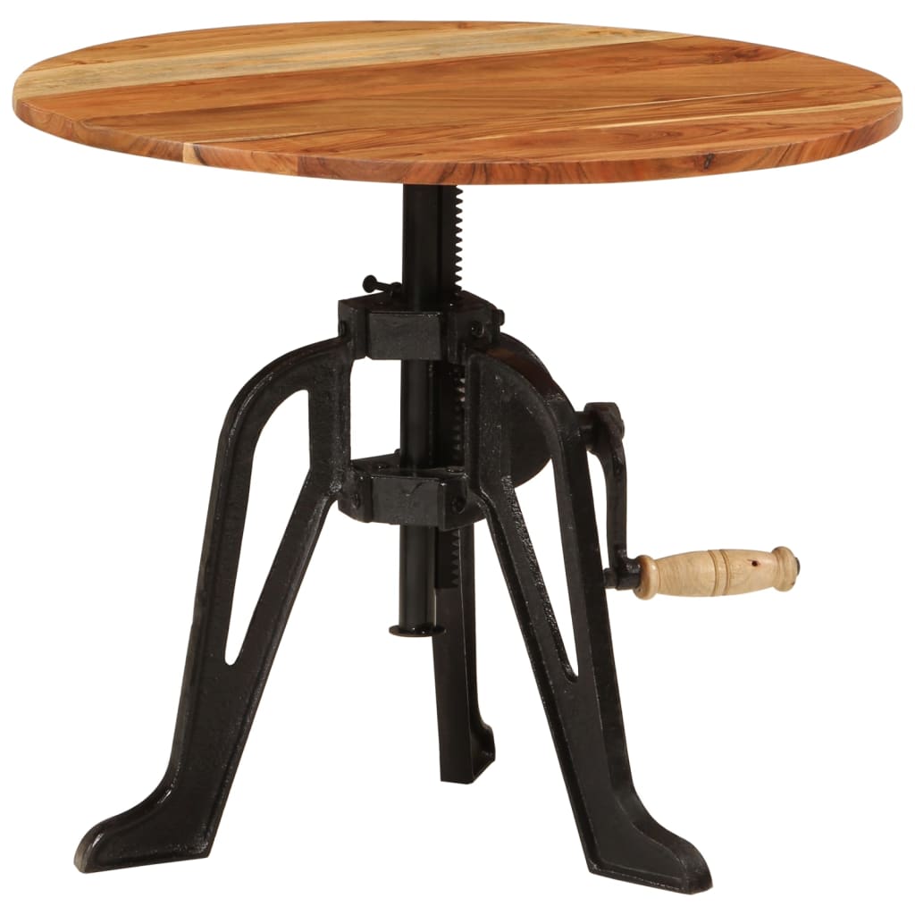 Tavolino 60x(42-62) cm in Legno Massello di Acacia e Ghisa