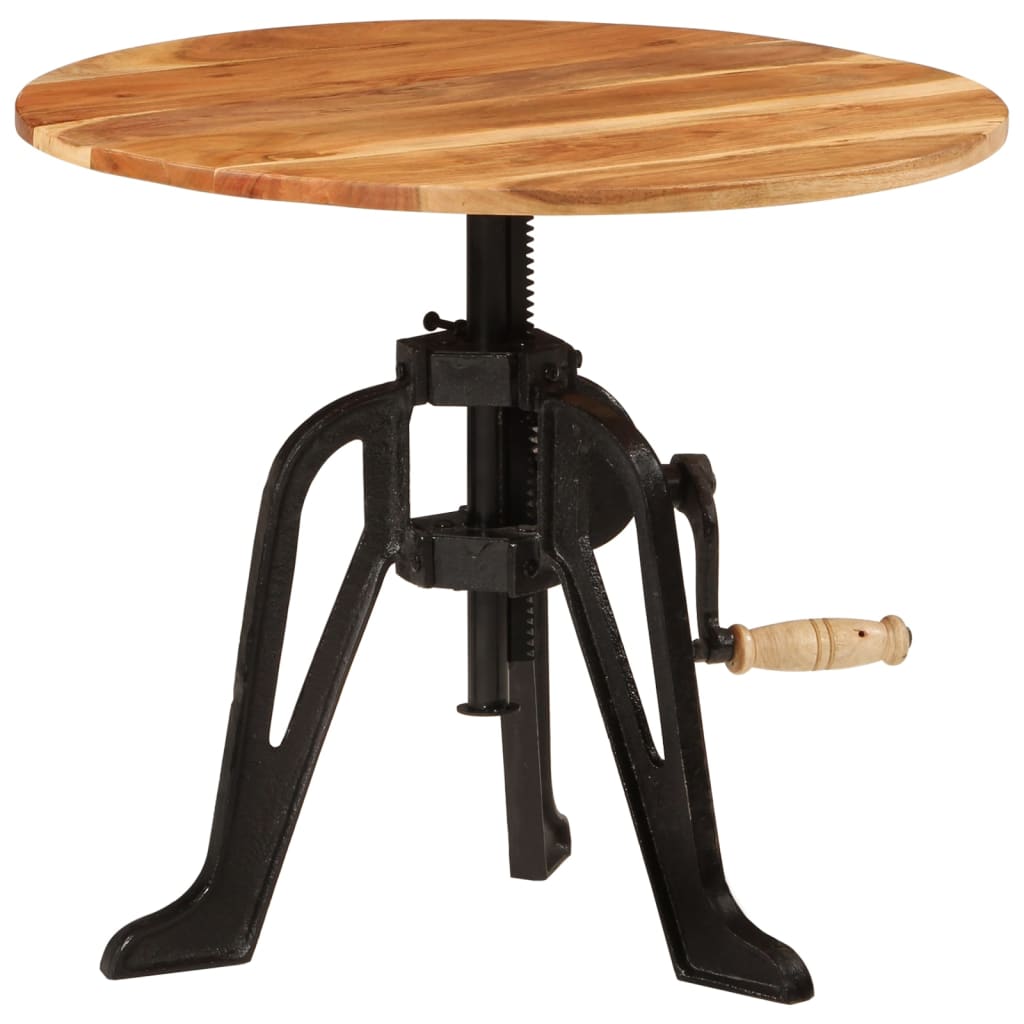 Tavolino 60x(42-62) cm in Legno Massello di Acacia e Ghisa