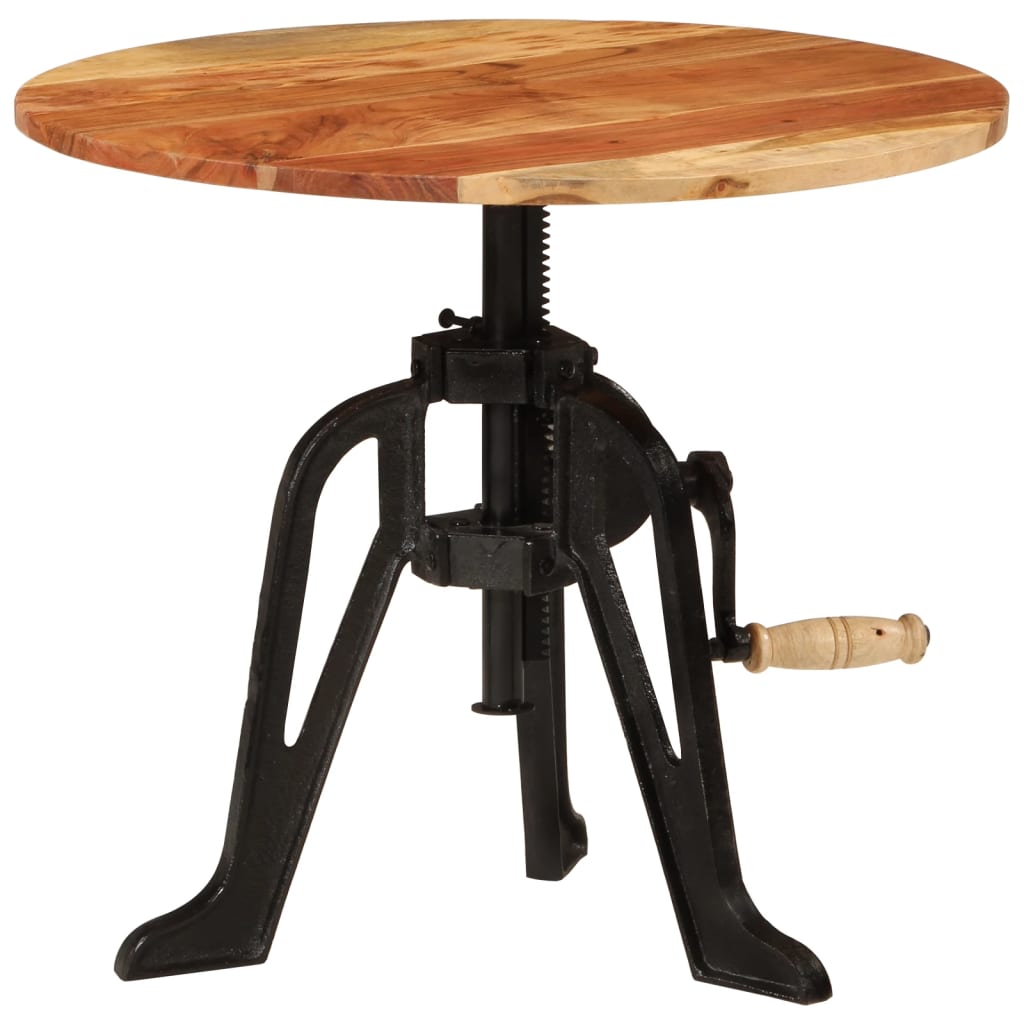Tavolino 60x(42-62) cm in Legno Massello di Acacia e Ghisa