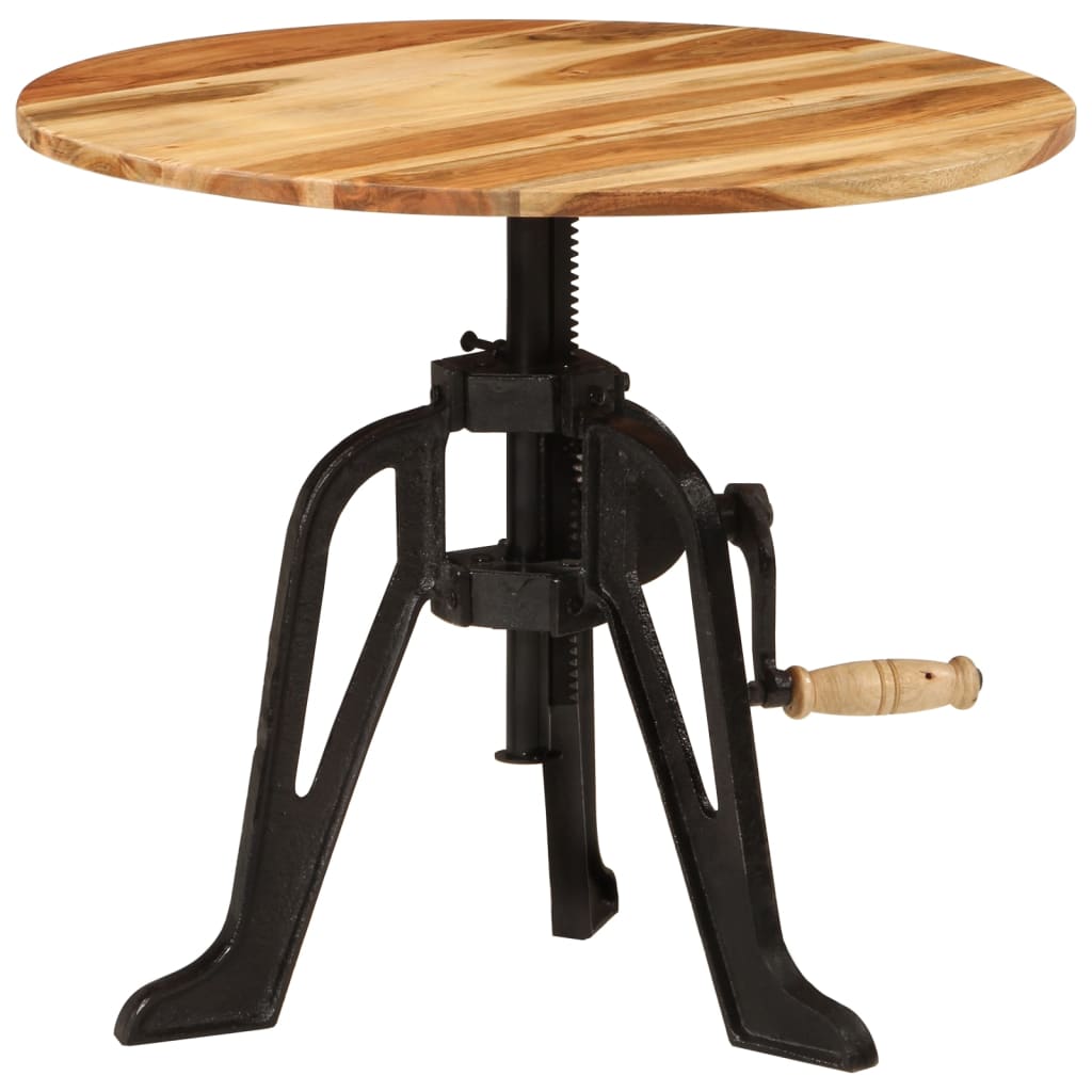 Tavolino 60x(42-62) cm in Legno Massello di Acacia e Ghisa