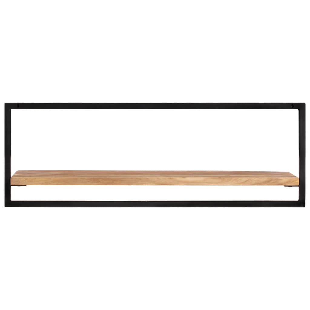 Mensole Parete 2pz 100x24x35 cm Legno Massello Acacia e Acciaio