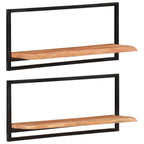 Mensole Parete 2pz 80x25x35 cm Legno Massello Acacia e Acciaio