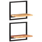 Mensole Parete 2 pz 40x24x35 cm Legno Massello Acacia e Acciaio