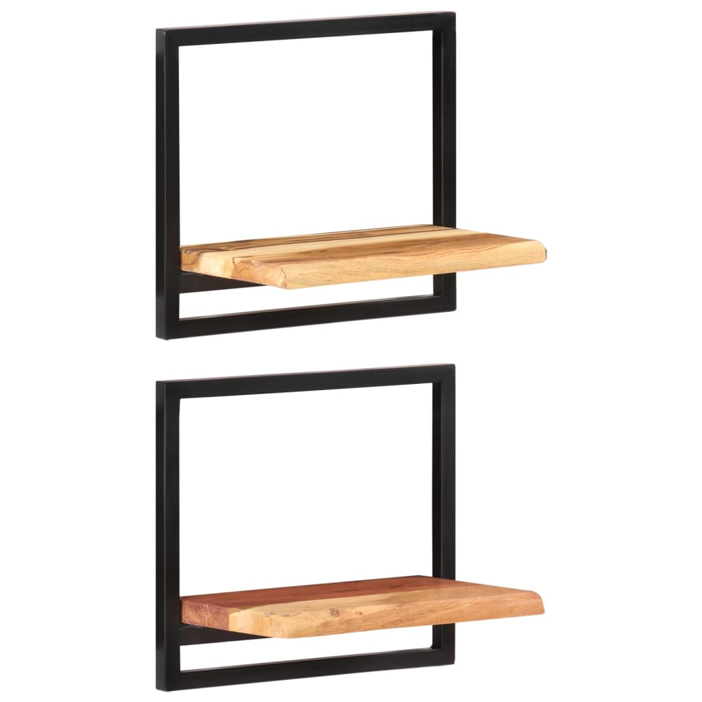 Mensole Parete 2 pz 40x24x35 cm Legno Massello Acacia e Acciaio
