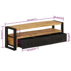 Mobile Porta TV 120x30x40 cm in Legno Massello di Mango