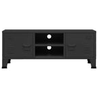 Mobile TV Industriale Nero 105x35x42 cm in Metallo